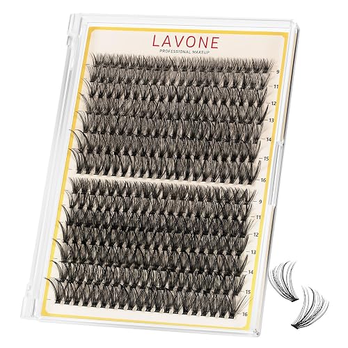 LAVONE Lash Clusters, 280Pcs D Curl 9-16mm - 40D 50D Refill Tray