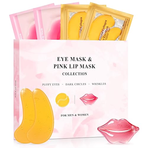 LAVONE Eye & Lip Mask Duo, 24K Gold Patches + Collagen Lip Patches - 30 Pairs